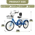 thumbnail image 5 of Dextrus Adult 24" 7 Speed Adjustable Seat Tricycle with Front & Rear Basket, Blue, 5 of 8