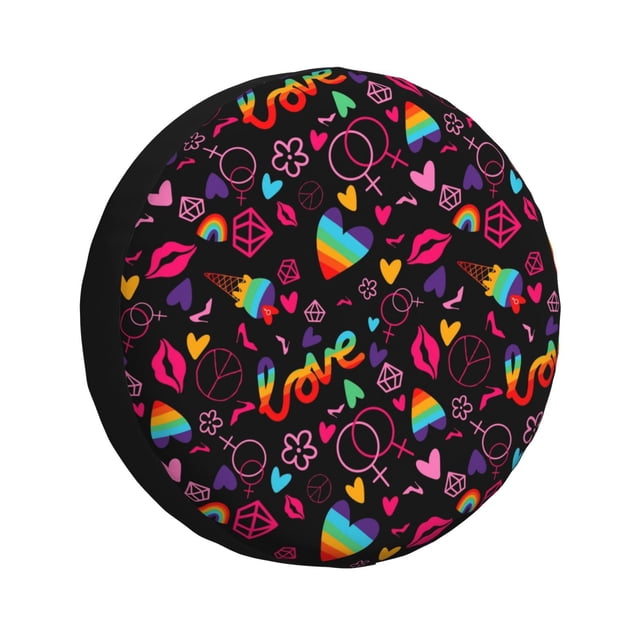 Fotbe Lgbt Rainbow For Pride Funda de Llanta de Repuesto con Estampado, Engrosada, Ajuste Universal para Jeep, Remolque, RV, SUV, Camión-15 inch