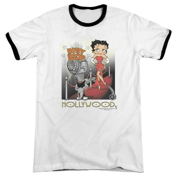 Betty Boop Hollywood Adult Ringer White Black
