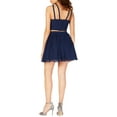 thumbnail image 3 of B. Darlin Womens Juniors Sequined Beaded Two Piece Dress Navy 3/4, 3 of 5