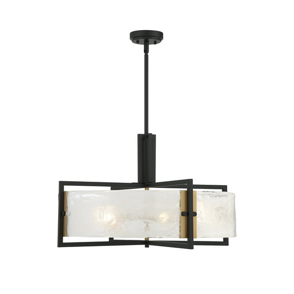 Hayward 5-Light Pendant in Matte Black with Warm Brass Accents