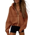 thumbnail image 1 of Sudadera con Capucha PRETTYGARDEN con Cierre Marrón Talle S, 1 of 8