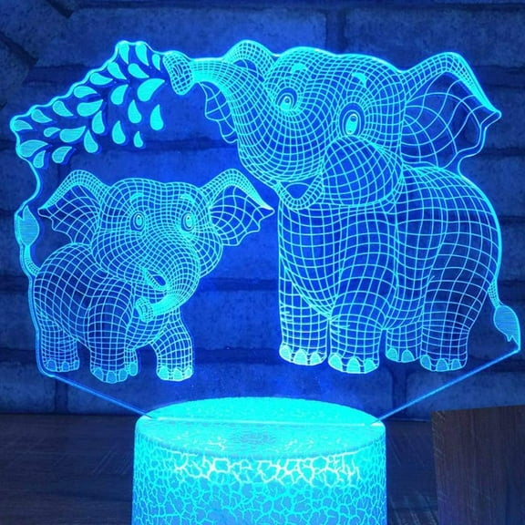 3D Elephant Animal Light Led Touch Switch Decor Table Desk Optical Illusion Lamps 7 Color Changing Lights LED Table Lamp Xmas Home Love Birthday Children Kids Decor Toy Gift