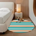 thumbnail image 3 of Turquoise Orange Round Living Room Rugs 8 ft, White Stripe Washable Large Area Rug with Non-Slip Sturdy Edge Binding Round Carpet for Dining Room Kitchen Office, 3 of 9