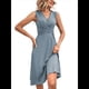 thumbnail image 3 of Vestido de Verano para Mujer, Cruzado, con Escote en V, Sin Mangas, Acampanado, Gris Pizarra, Talla L, 3 of 9
