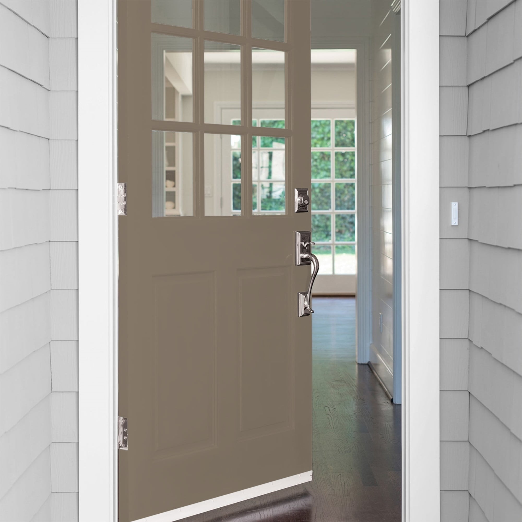 Glidden One Coat Clam Shell / Beige Satin Exterior Paint with Primer, 5 Gallon