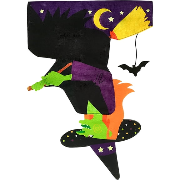 Briarwood Lane Halloween House Flag 40x28 For Outdoor Upside Down Witch Burlap For Halloween House Flag