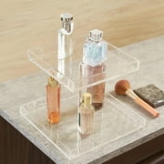 2-Tier Acrylic Perfume Display Organizer - Clear Vanity Storage Shelf | Space-Saving Fragrance Display Shelf, Makeup Holder Stand for Cosmetics, Bathroom Countertop Toilet Shelf