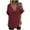 Wine, variant on Lenpel Women's Cotton Linen Tops Fashion Short Sleeve Deep V Neck Side Button Loose T-Shirts Summer Casual Blouses