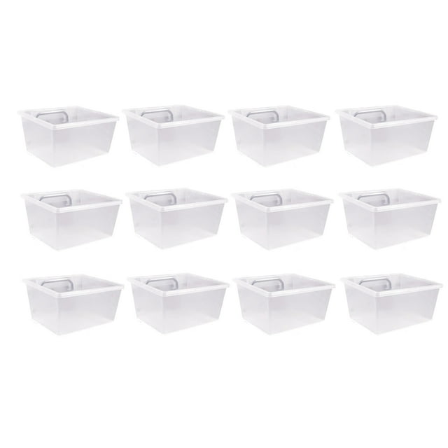 12 Pieces Pegboard Plastic Bins Kit - Pegboard Bins with Hooks - Pegboard Accessories Workbench Bins Fits to Peg Board,12 x Pegboard Plastic Bins Kit,Transparent