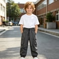 thumbnail image 3 of Bixock Sweatpants for Boys High Waist Cargo Pant with Side Pockets Kids Solid Color Loose Casual Joggers Comfortable Workout Activewear Boys Clothings Size 13-14Years, 3 of 6