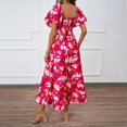 thumbnail image 5 of DGMIOCS Women's and Women's Plus Dress Summer Off Shoulder Printed Puff Sleeve A-Line Gown for Women with Elegant V-Neck and Flowy Pink L, 5 of 7