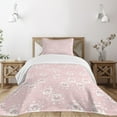 thumbnail image 3 of Ambesonne Owls Quilted Bedspread Set 2 Pcs, Pink Owls Birds Floral, Twin Size, Pale Pink White, 3 of 6