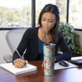 thumbnail image 4 of 20oz Pioneer Flower Floral Print Pattern Skinny Tumblers Stainless Steel Tumbler with Lid and Straw,Vacuum Insulated Double Wall Travel Tumbler Cups with Cleaning Brush for Coffee,Tea, 4 of 6