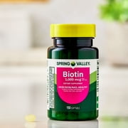 Spring Valley Biotin Dietary Supplement Softgels for Hair/Skin/Nails Health, 1,000 mcg, 150 Count