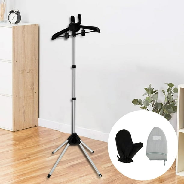 Perchero De Ropa portátil plegable soporte ajustable para colgar y planchar ropa accesorio de aluminio estructura robusta para uso doméstico y viajes Negro