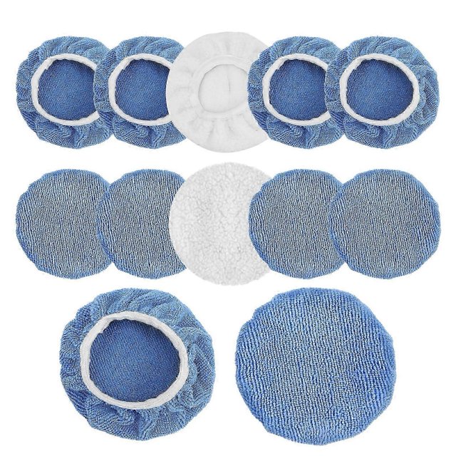 12 Packs Car Polisher Waxer Pad Bonnet Set Microfiber for Truck Motorcycle Bike Boat Yacht