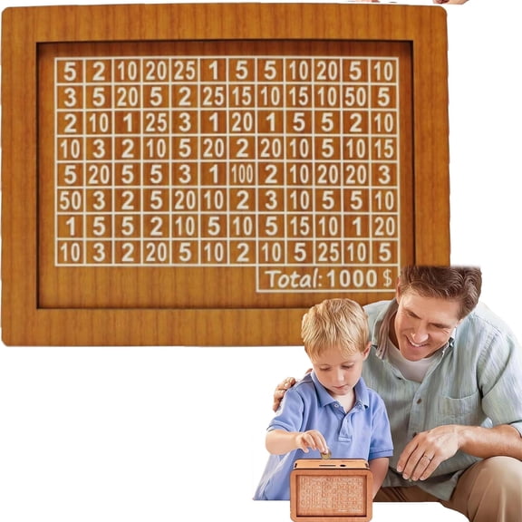 Cash Vault Piggy Bank - Wooden Savings Box with Digital Counter  for Money Saving Challenges, Holds Up to 10,000 Bills, Secure Lock & Smash-Free Design