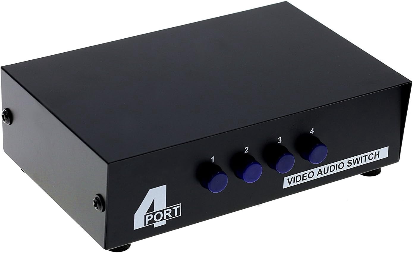 Av Switcher Controller 4-Way AV Switch RCA Switcher 4 in 1 Out Composite Video L/R Stereo ...