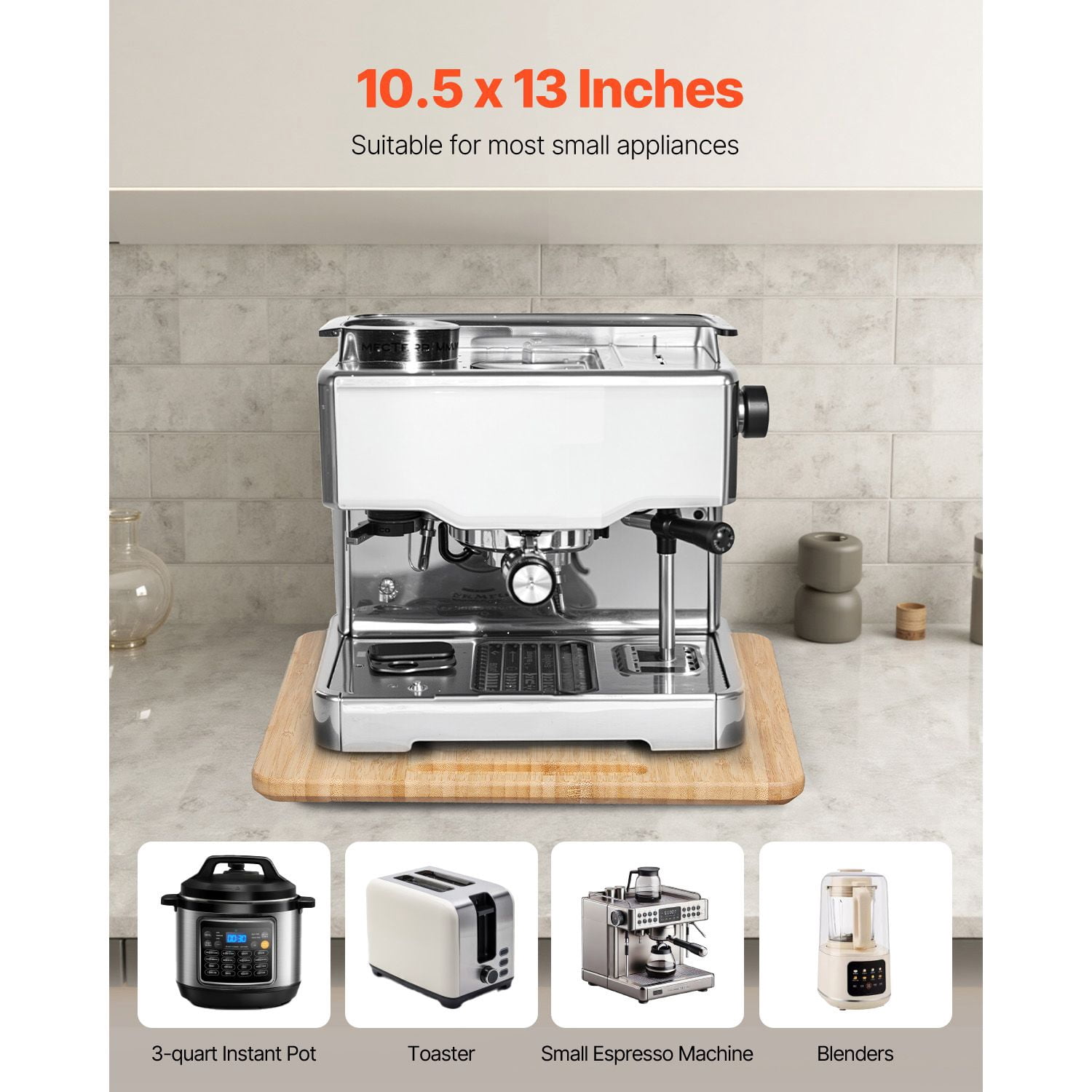 Kitchen Appliance Slider, 40 lbs Capacity with Rubber Wheels, 10.5x13 Inch Non-Slip Sliding Tray, Hollow Handle Design, Silent Movement for Countertops