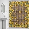 thumbnail image 5 of Farmhouse Vintage Shower Curtain for Bathroom Decor, Sunflowers Floral Botanical Brown Wood Waterproof Fabric Shower Curtain, 72"x84" Set with 12 Hooks, 5 of 9