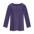 thumbnail image 4 of AherBiu Plus Size Tops for Women Long Sleeve Oversized Tees Notch V Neck Basic Fall Casual Loose T Shirts, 4 of 5