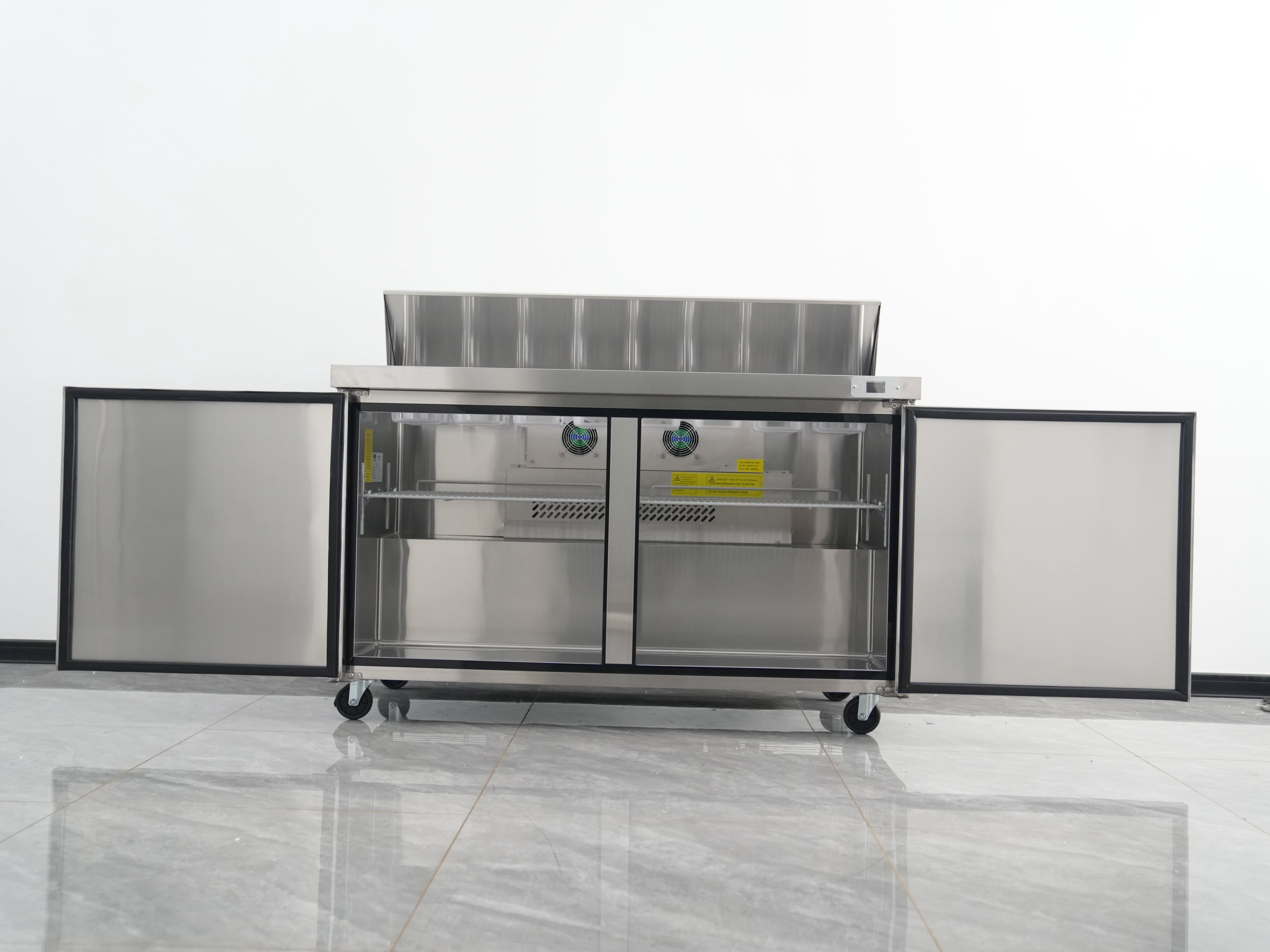 ORIKOOL 48" Commercial Refrigerator Salad Sandwich Prep Table Refrigerators 2 Door 13.8 Cu.ft Stainless Steel Refrigerated Mega Top