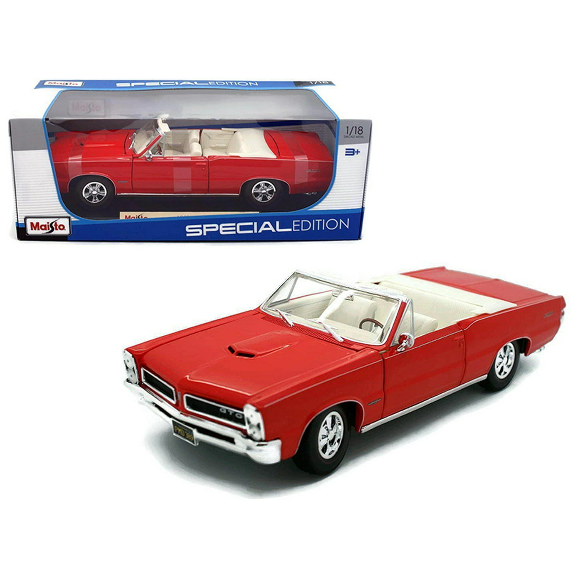 Maisto 1965 Pontiac GTO Convertible Red 1/18 Diecast Model Car