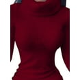 thumbnail image 1 of DYMADE Femmes Sexy Col Haut Couleur Unie Manches Longues Robe Moulante, 1 of 3