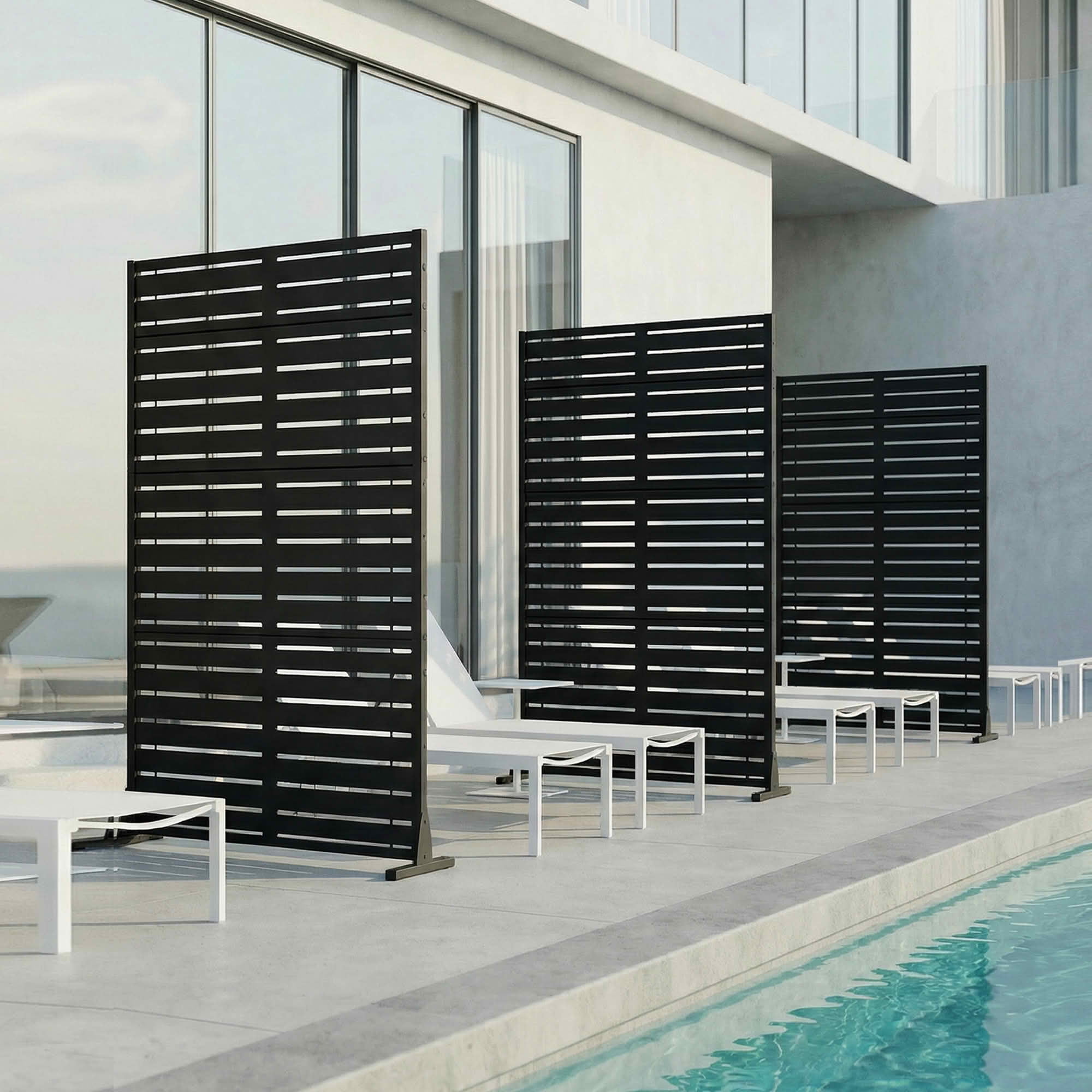 MAYEERTY 59x30 Black Outdoor Natural Privacy Panel Screen, 5 Piece Set Natural Folding Divider for Backyard and Garden