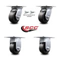 thumbnail image 2 of 4 Inch Polyolefin Caster Set with Ball Bearing 2 Swivel Lock and 2 Rigid SCC, 2 of 2
