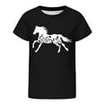 thumbnail image 3 of WhouRiu Toddler Girl's T Shirt Short Sleeve Horse Print T-Shirt Child Athletic Loose Comfy Casual Tshirt Black,Sized 3-4, 3 of 3