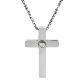 Cupimatch Collar Con Colgante De Cruz De Oración Religiosa De Acero Inoxidable Para Hombre, Cadena De 22 Pulgadas