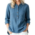 thumbnail image 3 of VBVC Women's 3/4 Sleeve Henley Blouses , Ladies' Mandarin Collar Half Button Shirts , Casual Loose Fit Tunic Tops For Women, S-2XL, 3 of 10