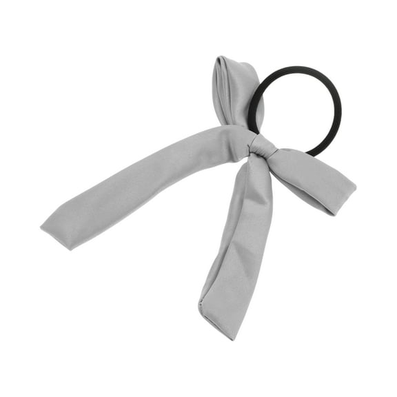 Unique Bargains 1 Pc Fashion Solid Bow Ribbon Hair Elastic Band Gray