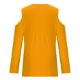 thumbnail image 5 of Goodtrade8 Womens Tops for Fall Cold Shoulder Orange Casual Solid Color Long Sleeve V-Neck Fall Shirts, 5 of 5