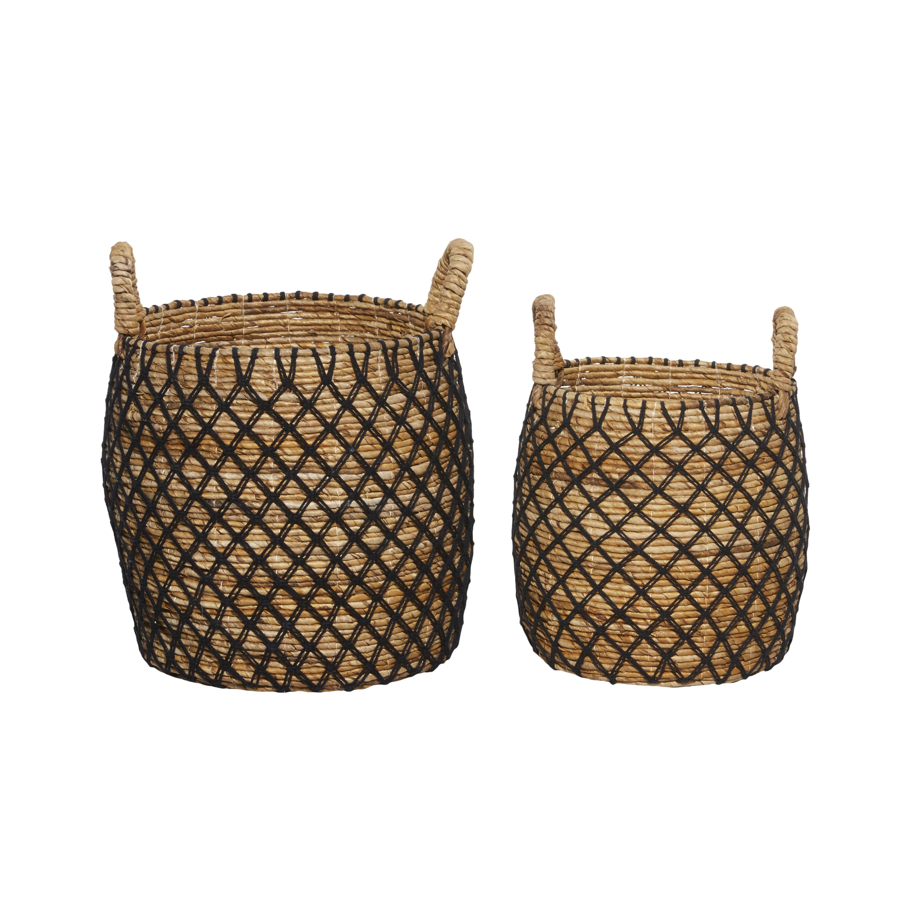 DecMode Coastal Banana Leaf Storage Basket, 19", 16"H, Brown, 2 - Pieces