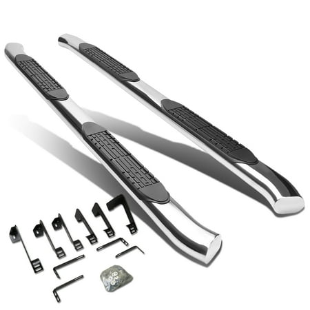 For 01-16 Chevy Silverado/GMC Sierra Crew Cab Stainless Steel 4" Curved Side Step Nerf Bar Running Board Left+Right 09 10 11 12 13 14 15
