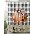 thumbnail image 2 of Fall Shower Curtain Pumpkin Shower Curtains for Bathroom Thanksgiving Decor, Waterproof Polyester Shower Curtain Set with Hooks, Stall Long 36" x 72" Sunflower Black White Plaid, 2 of 6