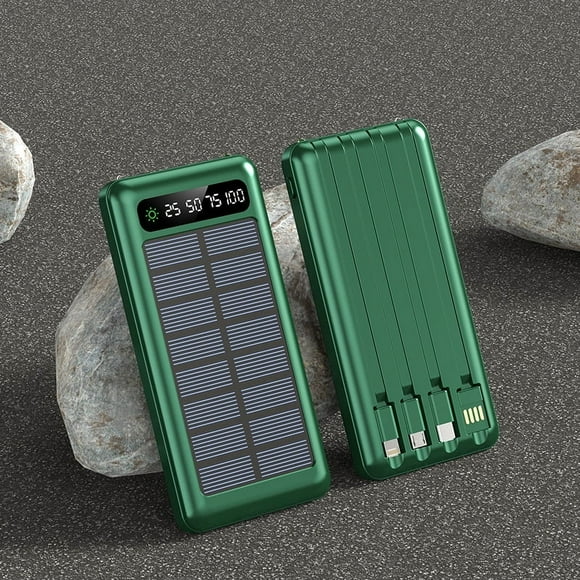 Green Power Bank Built in 4 Cable 40000 mAh Portable External BatteryCharger Powerbank For Xiaomi_Special Gift