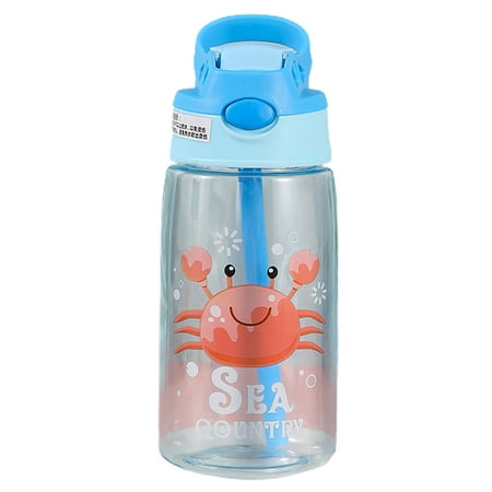 

Hariumiu 480ml/17oz Kid Water Bottle Children Straw Cup Transparent Cartoon Pattern Portable Sippy Cup Outdoor Water Bottle for Boys Girls