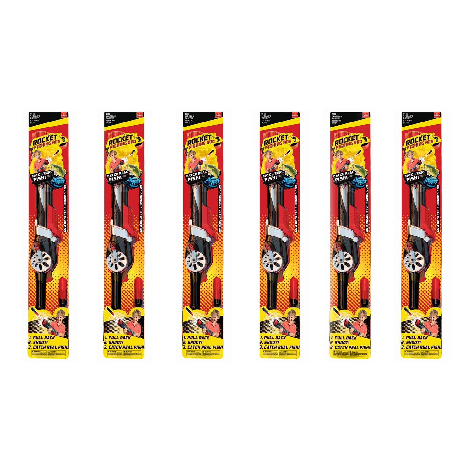 Goliath Kids Rocket Fishing Pole Rod and Reel Combo with Safety Bobber (6 Pack)