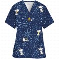 thumbnail image 3 of Ropa de mujer Estampado de dibujos animados de Snoopy Cuello en V Ropa de trabajo para mujer Tops Manga corta Con bolsillos Uniforme médico de enfermería, 3 of 5