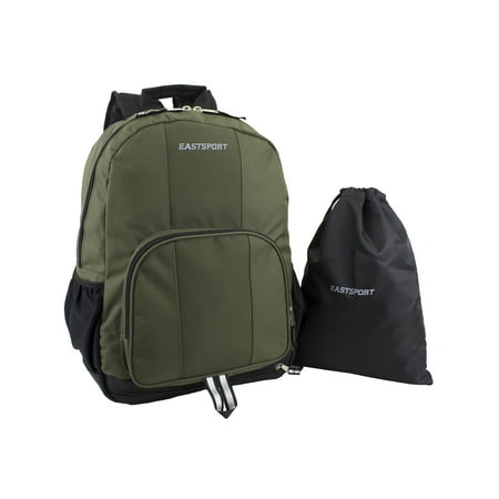 Eastsport Unisex Classic Backpack with Bonus Drawstring Bag Army Green