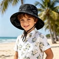 thumbnail image 2 of Krdevn Cartoon Dinosaur Print Kids Wide Brim Sun Hat Adjustable Chin Strap Beach Cap for Toddler Boys Girls, 2 of 4