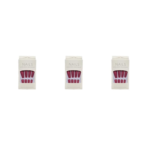 Minnieouse 1 juego de prensa de punta francesa en las uñas Kit de manicura de uñas extra largas H33-Rosado pegamento, gelatina 3Conjunto