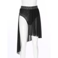 thumbnail image 5 of Kaerm Women Rhinestone Lyrical Dance Skirt Split Irregular Hem Skirt Figure Ice Skating Dancewear Black M, 5 of 7