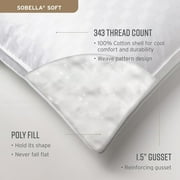 Sobel Westex Hotel Sobella Soft Side Sleeper Pillow | Luxury Hotel & Resort Quality, 300TC 100% Cotton | Down-Like Fill, Gentle Support, Plush, Queen (1 Pack)