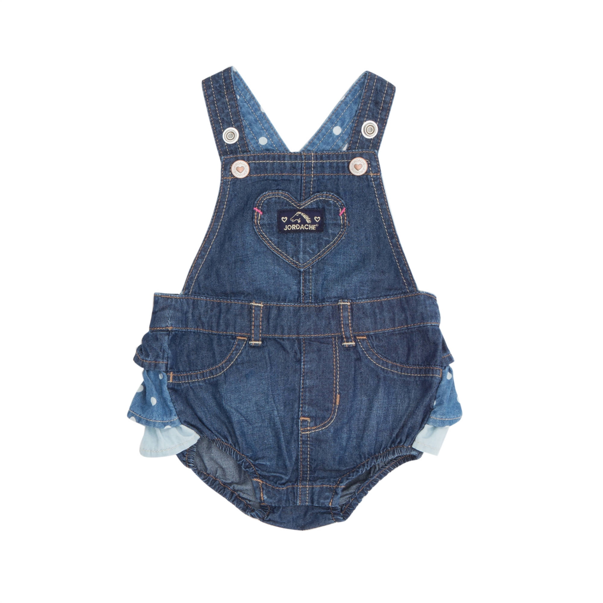 Newborn Baby Girl Ruffled Back Denim Short-Alls - Walmart.com