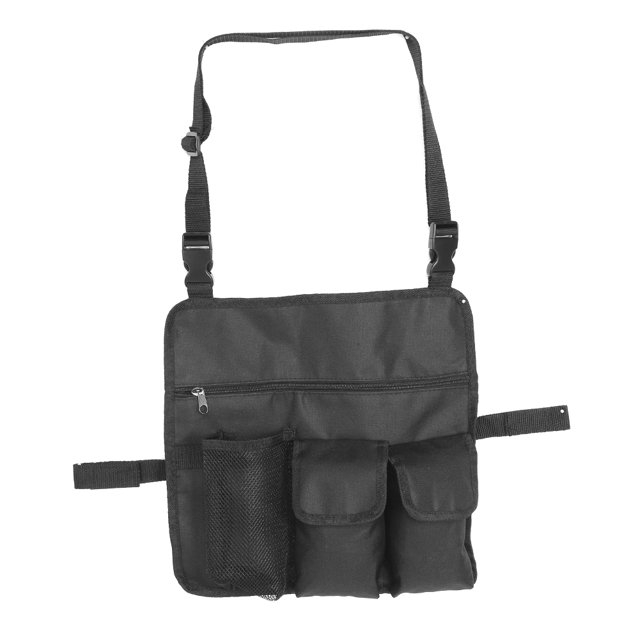 Bolso de hombro portátil para acampar al aire libre, asiento de playa, bolsillos colgantes, almacenamiento (negro)